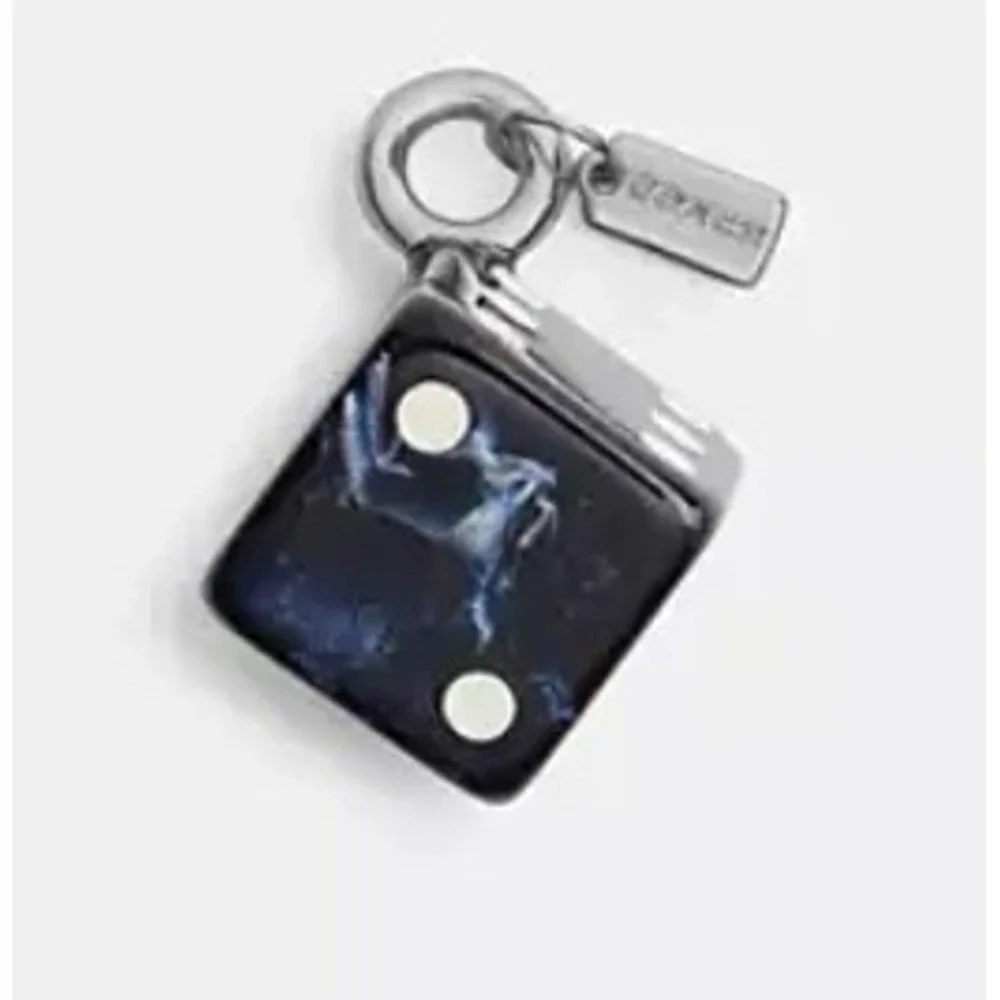 Coach DIY Dice Bag Charm Women OS Black New Marbled Resin Keychain CEG82
